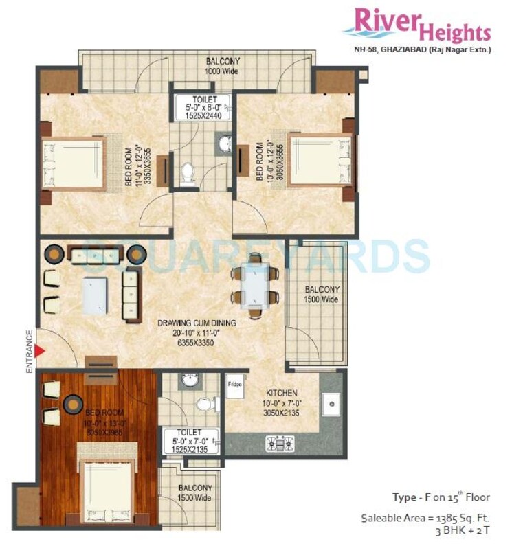 Other, landcraft-river-heights 3 Bedroom 1385 Sq.Ft. Apartment In Raj Nagar Extension Ghaziabad 9340937