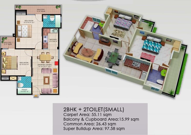 Other, lr-bluemoon-homes 2 Bedroom 1050 Sq.Ft. Apartment In Raj Nagar Extension Ghaziabad 8701854