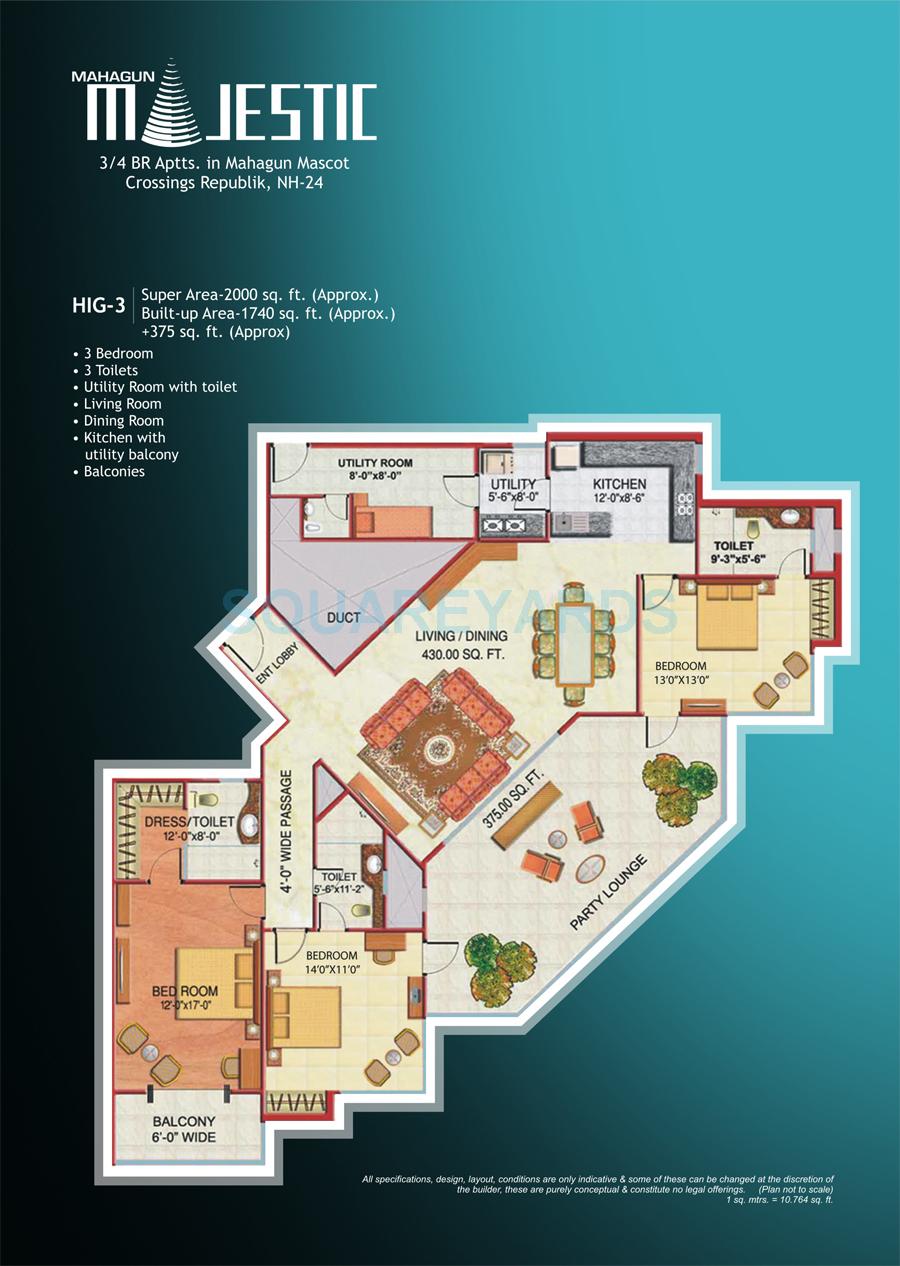 3 BHK 2000 Sq. Ft. Apartment