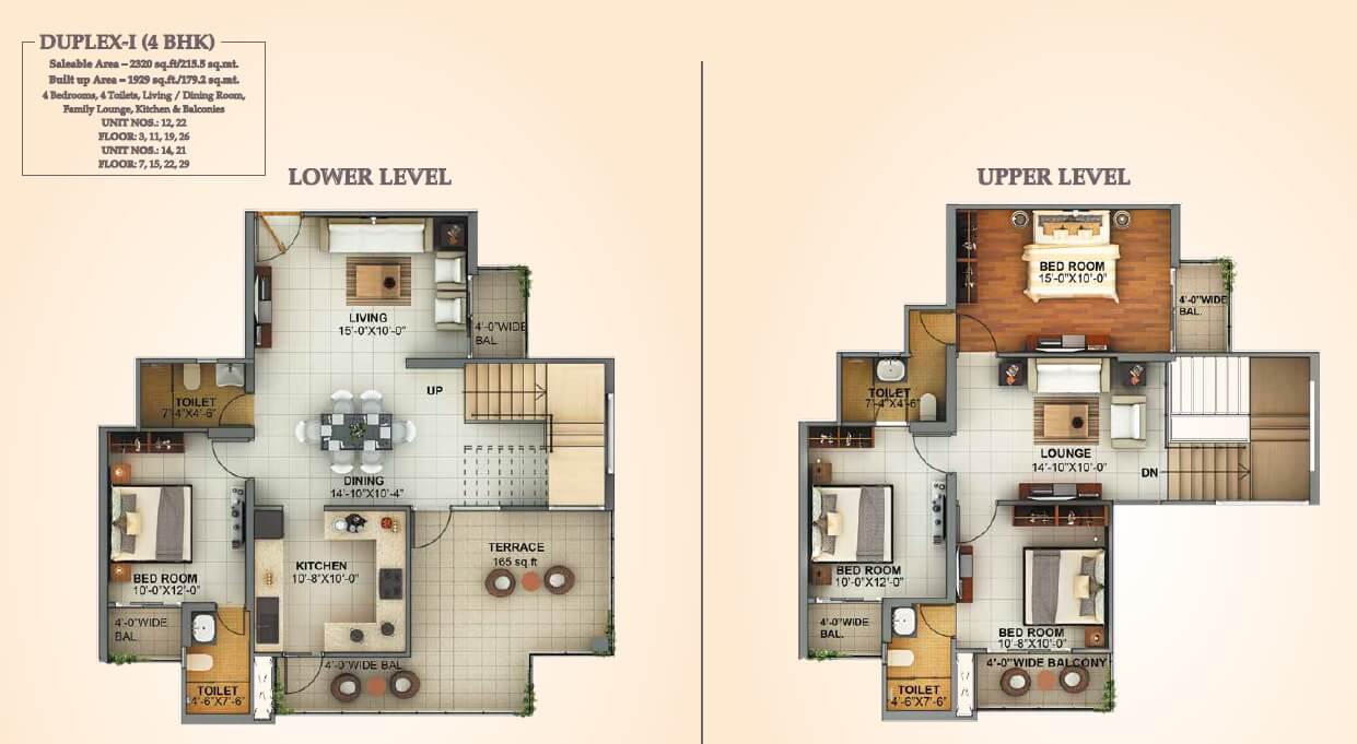 Floor plan of 4 BHK 2320 Sq. Ft. Penthouse in Mahagun Montage, Ghaziabad