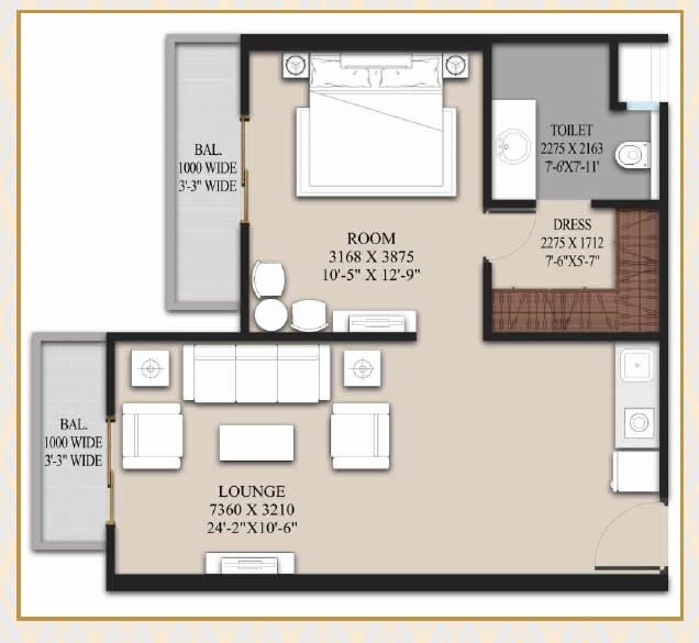 Floor plan of 300 Sq. Ft. Studio in Mangal Heights, Ghaziabad