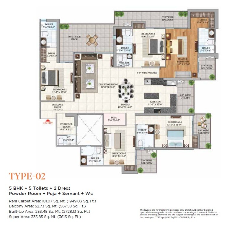 5 BHK 3615 Sq. Ft. Apartment