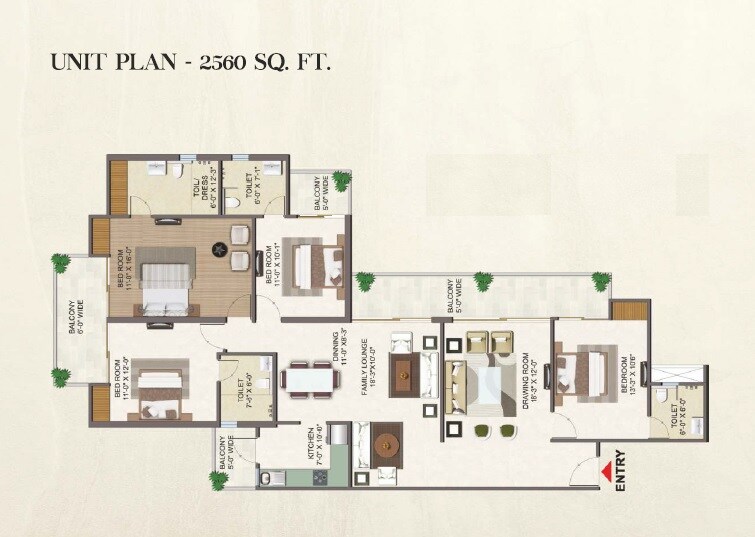 Floor plan of 4 BHK 2560 Sq. Ft. Apartment in Migsun Atharva, Ghaziabad