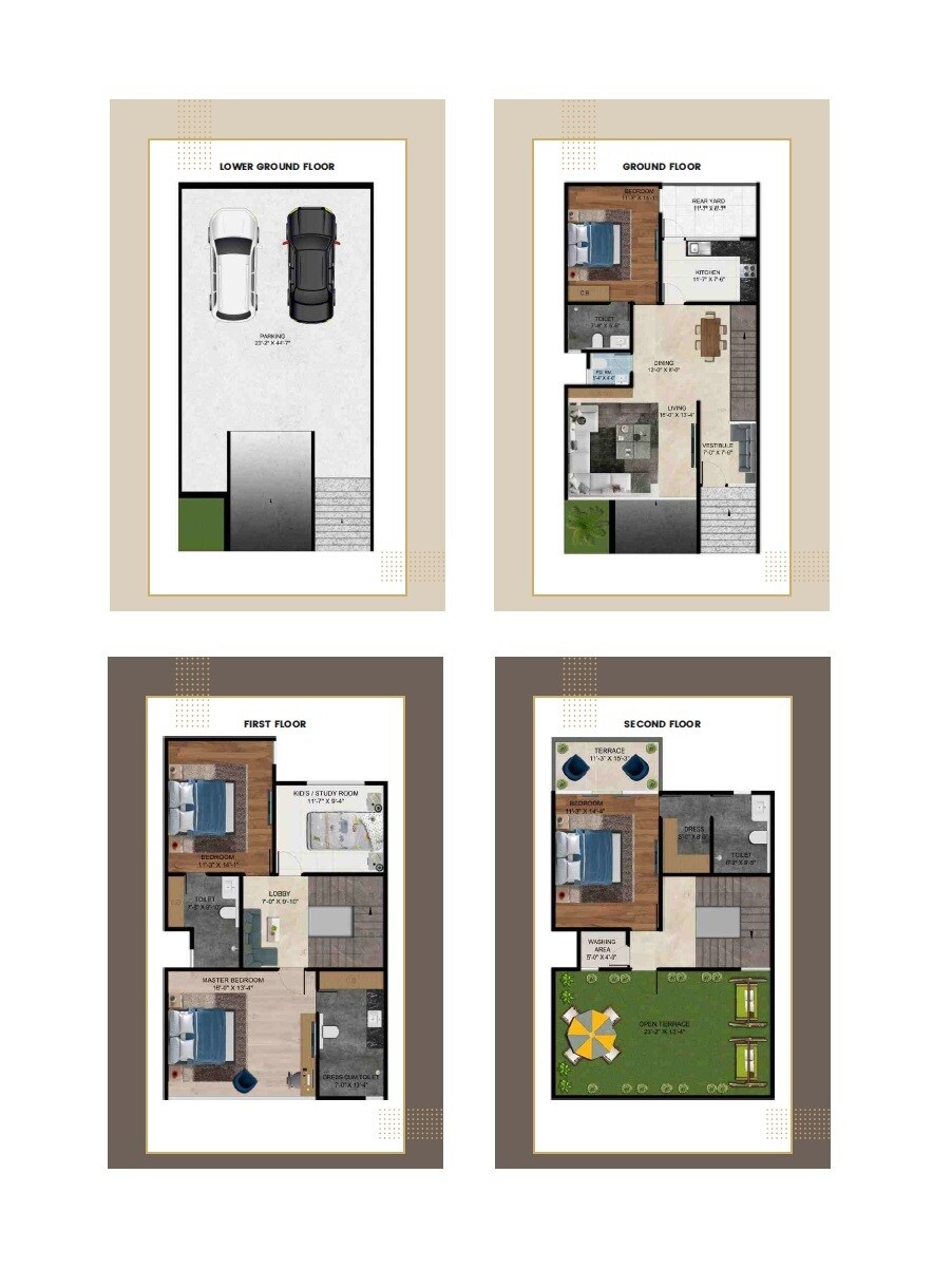Floor plan of 4 BHK 3500 Sq. Ft. Villa in MNG Smart Villa, Ghaziabad