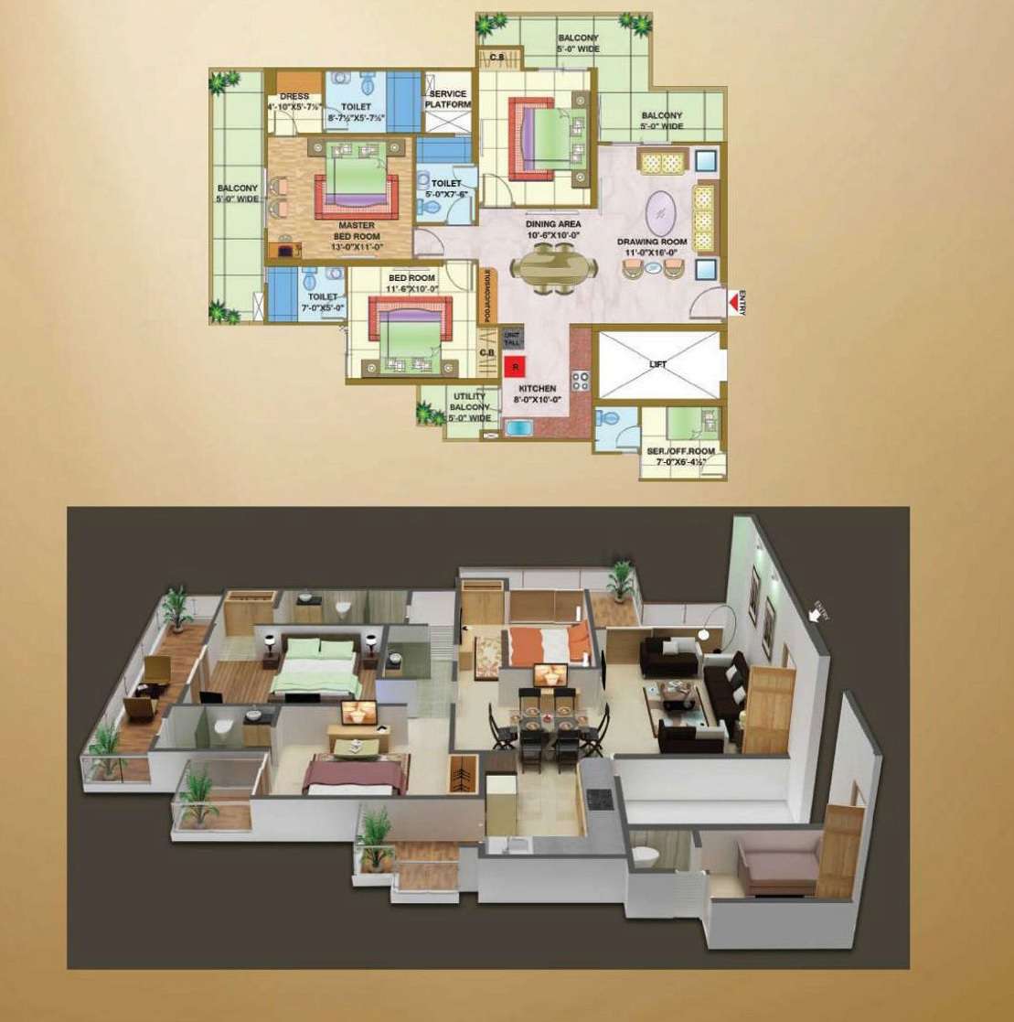 3 BHK 1013 Sq. Ft. Apartment in Nandini Metro Suites Bliss