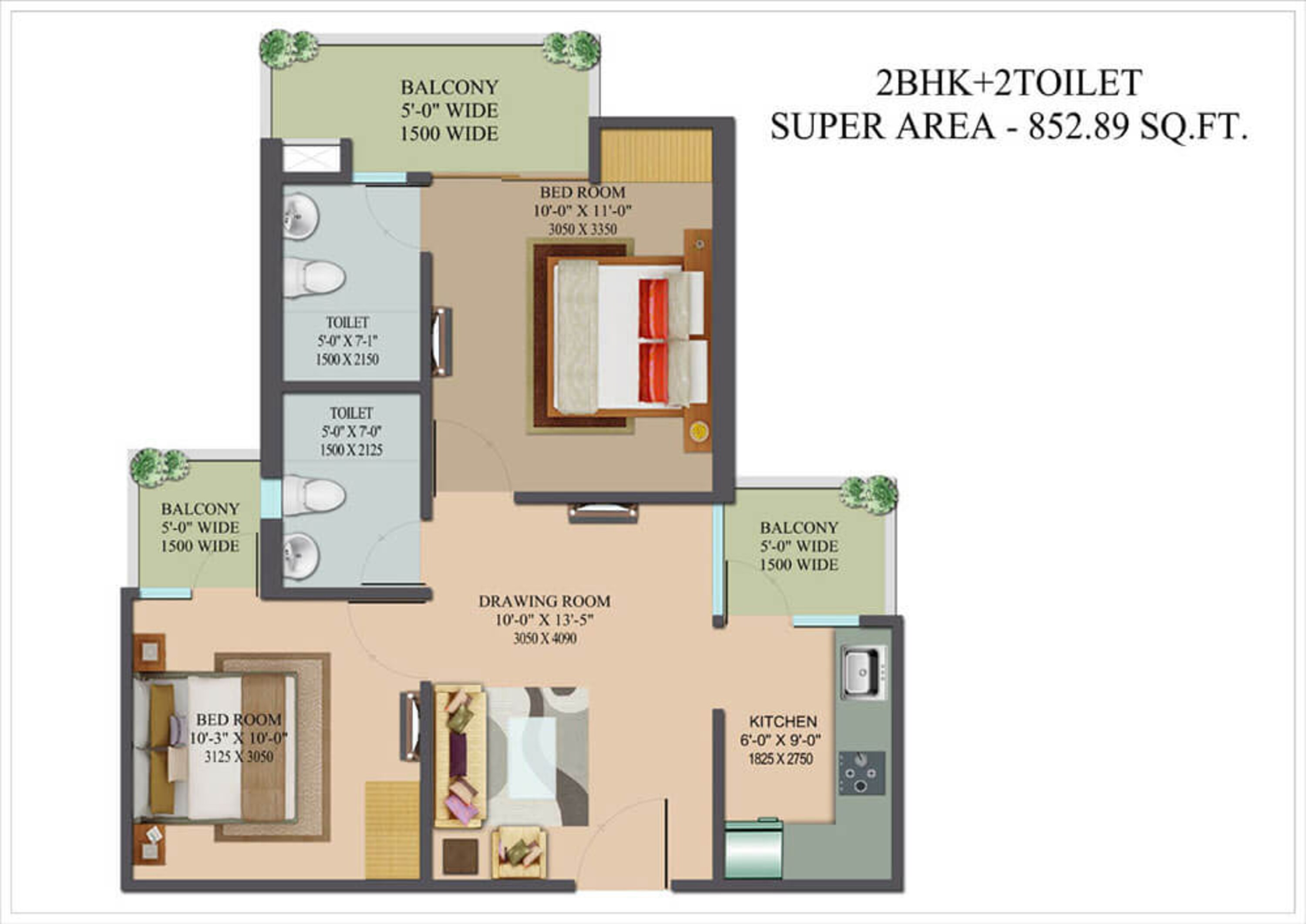 nilaya greens apartment 2bhk 852sqft 1