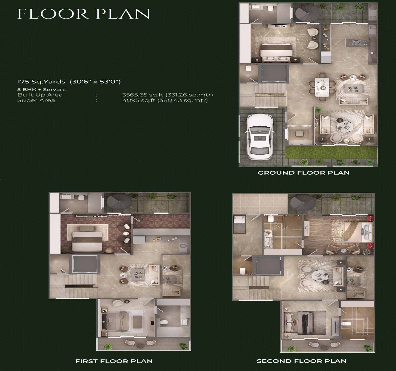Floor plan of 5 BHK 4095 Sq. Ft. Villa in Nirvana Homes Ghaziabad, Ghaziabad
