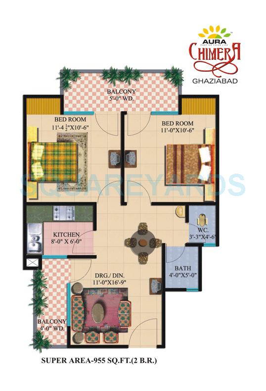 nitishree aura chimera apartment 2bhk 955sqft 1