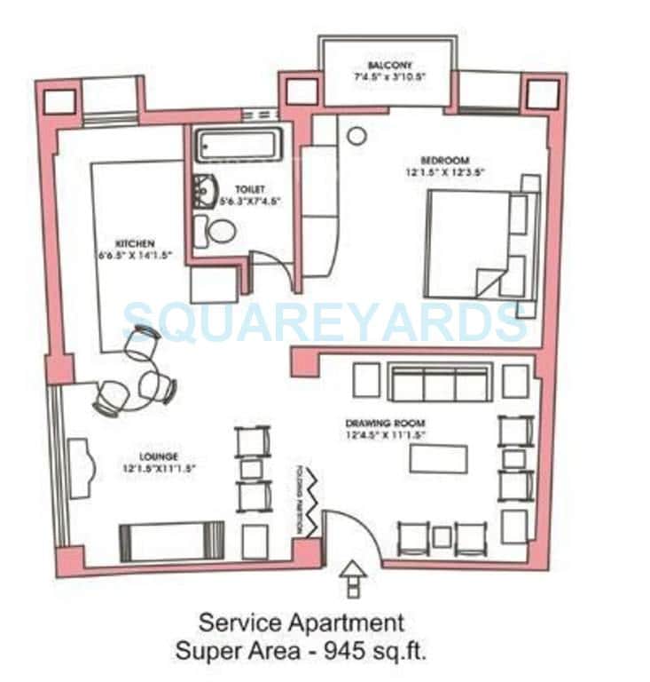 1 BHK 945 Sq. Ft. Apartment