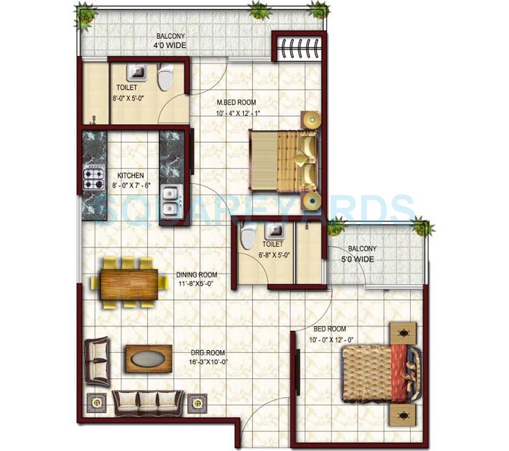 2 BHK 1090 Sq. Ft. Apartment