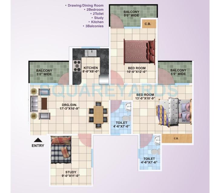 2 BHK 1240 Sq. Ft. Apartment