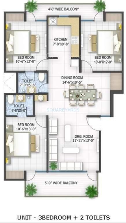 3 BHK 1475 Sq. Ft. Apartment