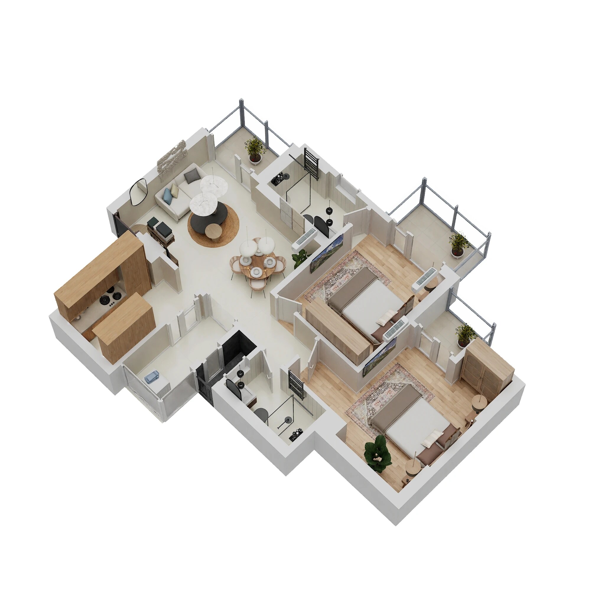 Floor plan of 2 BHK 1075 Sq. Ft. Apartment in Prateek Grand Begonia, Ghaziabad