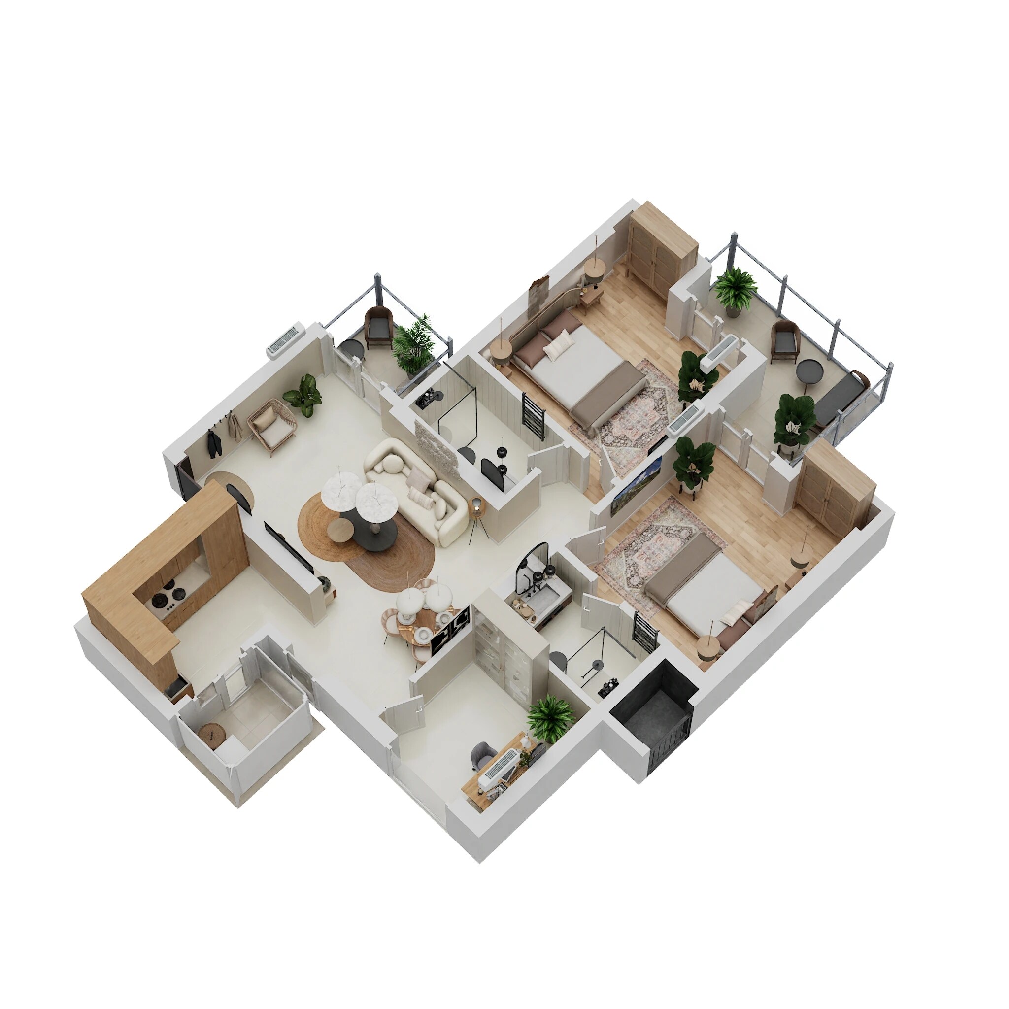 Floor plan of 2 BHK 1280 Sq. Ft. Apartment in Prateek Grand Begonia, Ghaziabad