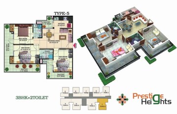  3 BHK Apartment at Prestige Heights Raj Nagar Extension, Raj Nagar Extension – for Sale