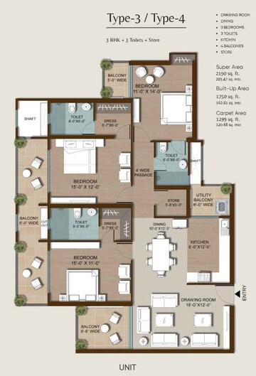  3 BHK Apartment at Ramprastha Attalika, Ramprastha Greens – for Sale
