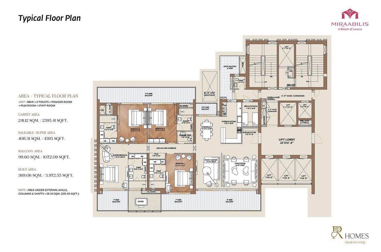 Floor plan of 4 BHK 4395 Sq. Ft. Apartment in RHomes Miraabilis, Ghaziabad