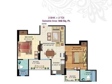  2 BHK Apartment at Rishabh Iris Tower, Ahinsa Khand ii – for Rent