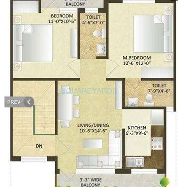 sare springview floors apartment 2bhk 1045sqft1
