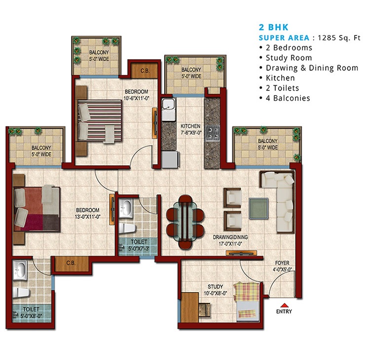 2 BHK 1285 Sq. Ft. Apartment in Saviour Park Phase III