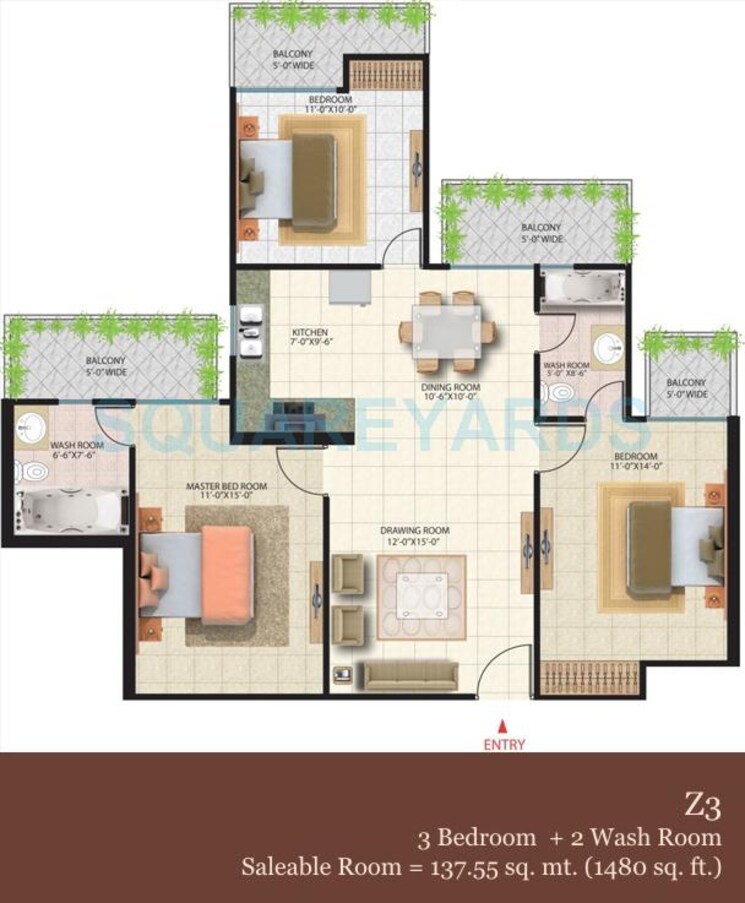 Other, saya-zenith 3 Bedroom 1060 Sq.Ft. Apartment In Ahinsa Khand 2 Ghaziabad 8919452