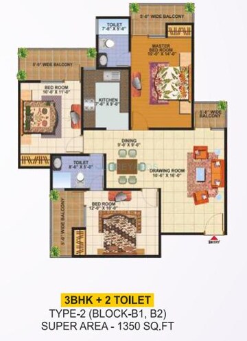  3 BHK Apartment at SCC Heights, Raj Nagar Extension – for Sale