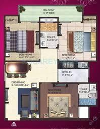 Floor plan of 3 BHK 1150 Sq. Ft. Apartment in SG Impression Plus, Ghaziabad