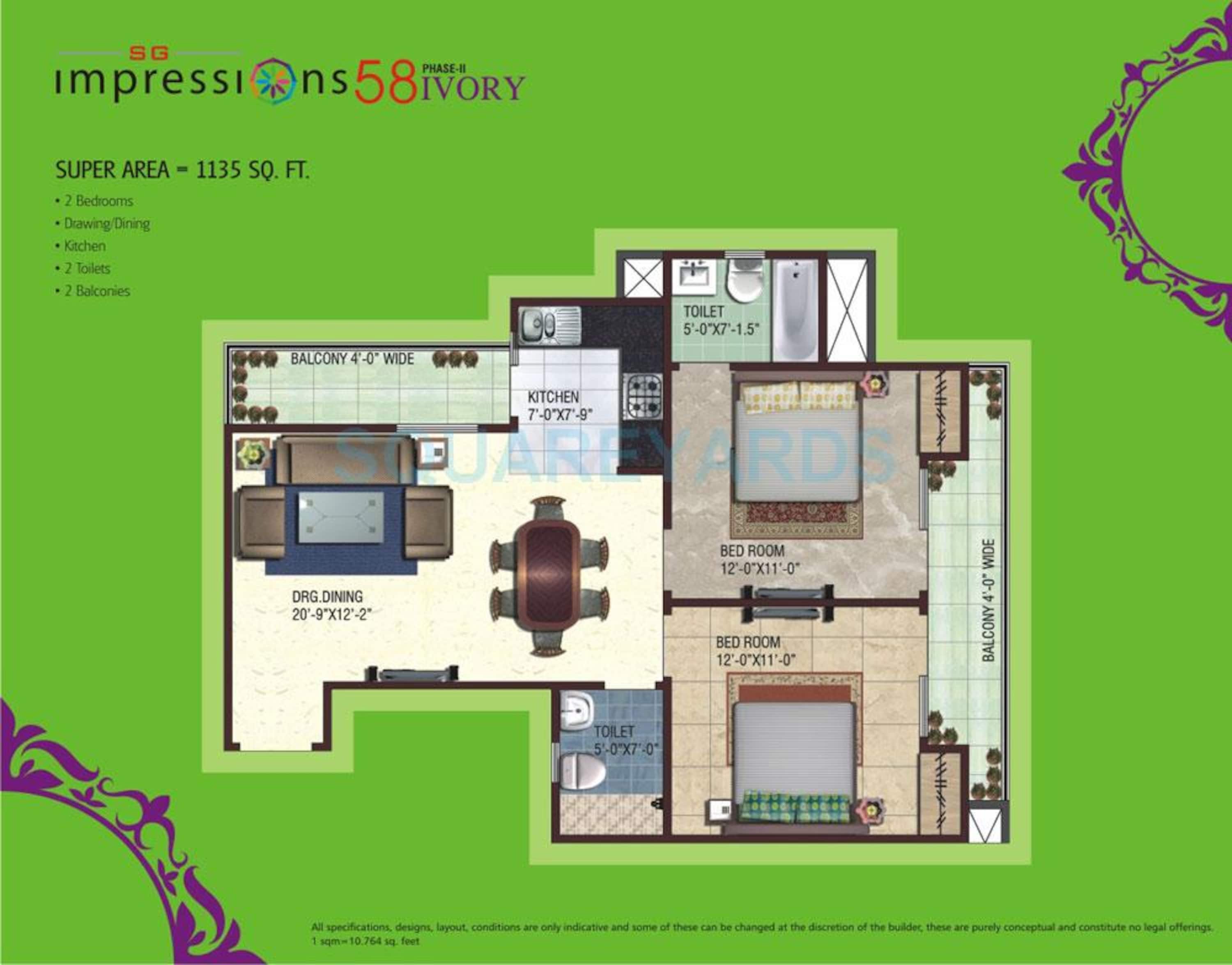 sg impressions 58 apartment 2bhk 1135sqft1