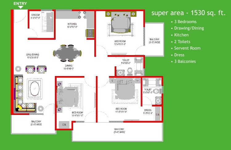 SG Indigo Tower 3 BHK Layout