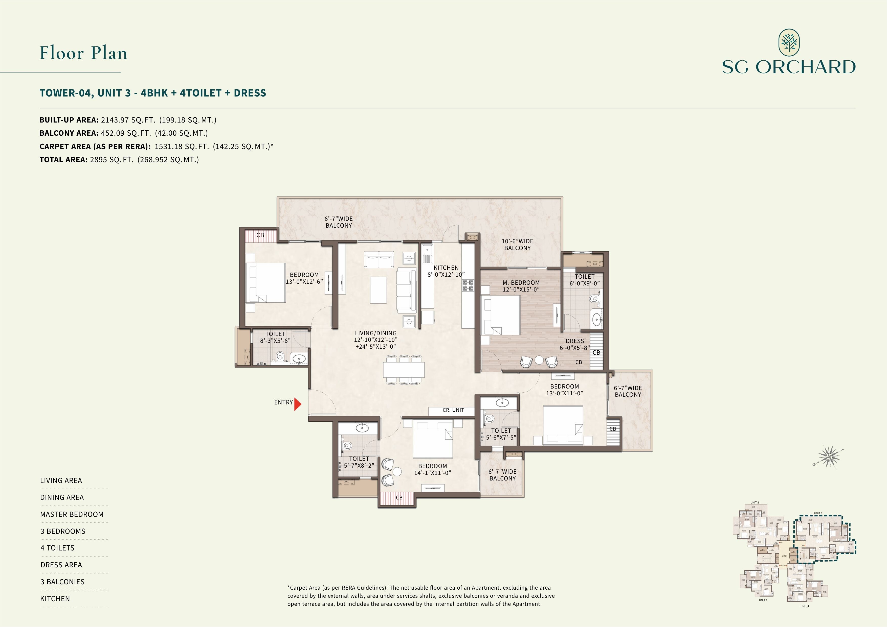 4 BHK 2895 Sq. Ft. Apartment