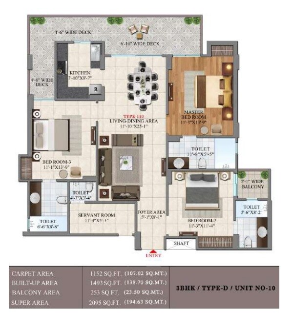 Floor plan of 3 BHK 2095 Sq. Ft. Apartment in SG Vista, Ghaziabad