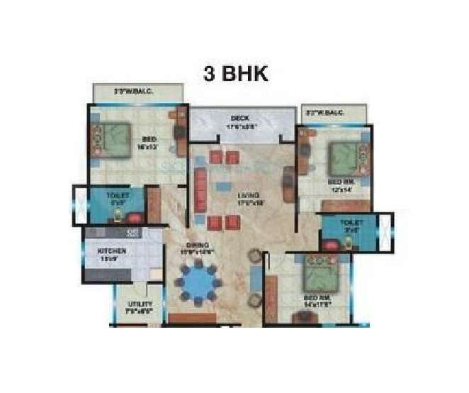 3 BHK 1625 Sq. Ft. Apartment in Shipra Srishti