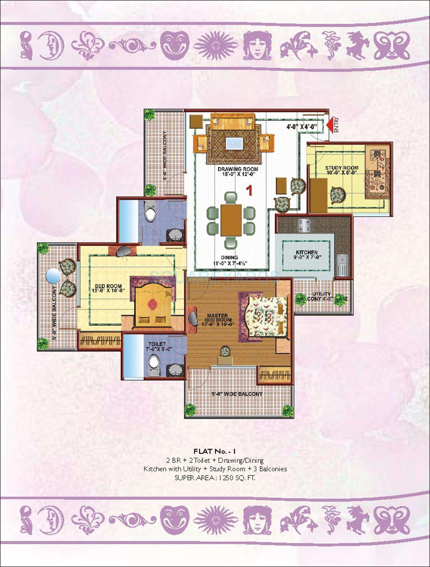 skytech merion residency ii apartment 2bhk 1250sqft1