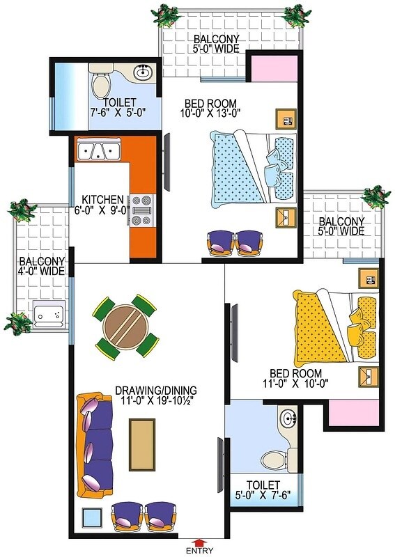 2 BHK 1125 Sq. Ft. Apartment