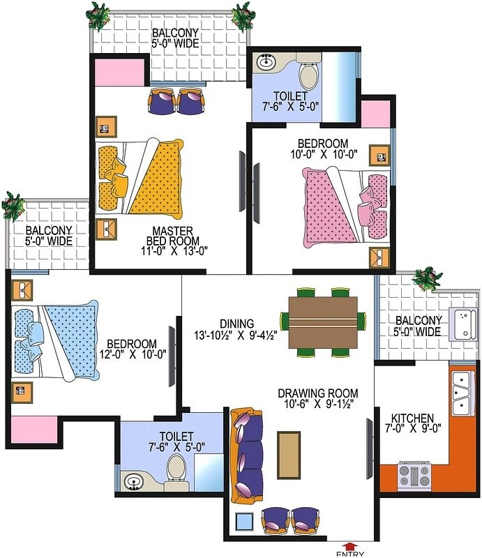 3 BHK 1275 Sq. Ft. Apartment