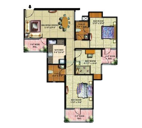  3 BHK Apartment at Supertech Livingston, Sain Vihar – for Sale