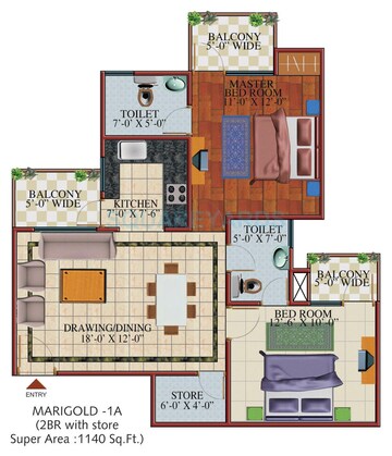  2 BHK Apartment at SVP Gulmohur Garden, Raj Nagar Extension – for Rent