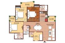 Floor plan of 3 BHK Apartment - 1465 sq. ft. in SVP Gulmohur Greens, Ghaziabad
