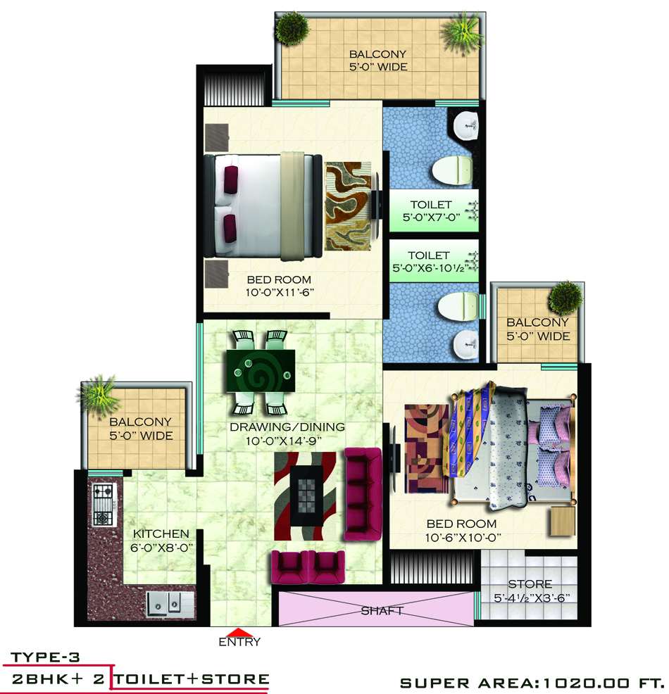 svp group gulmohur vatika apartment 2bhk 1020sqft1