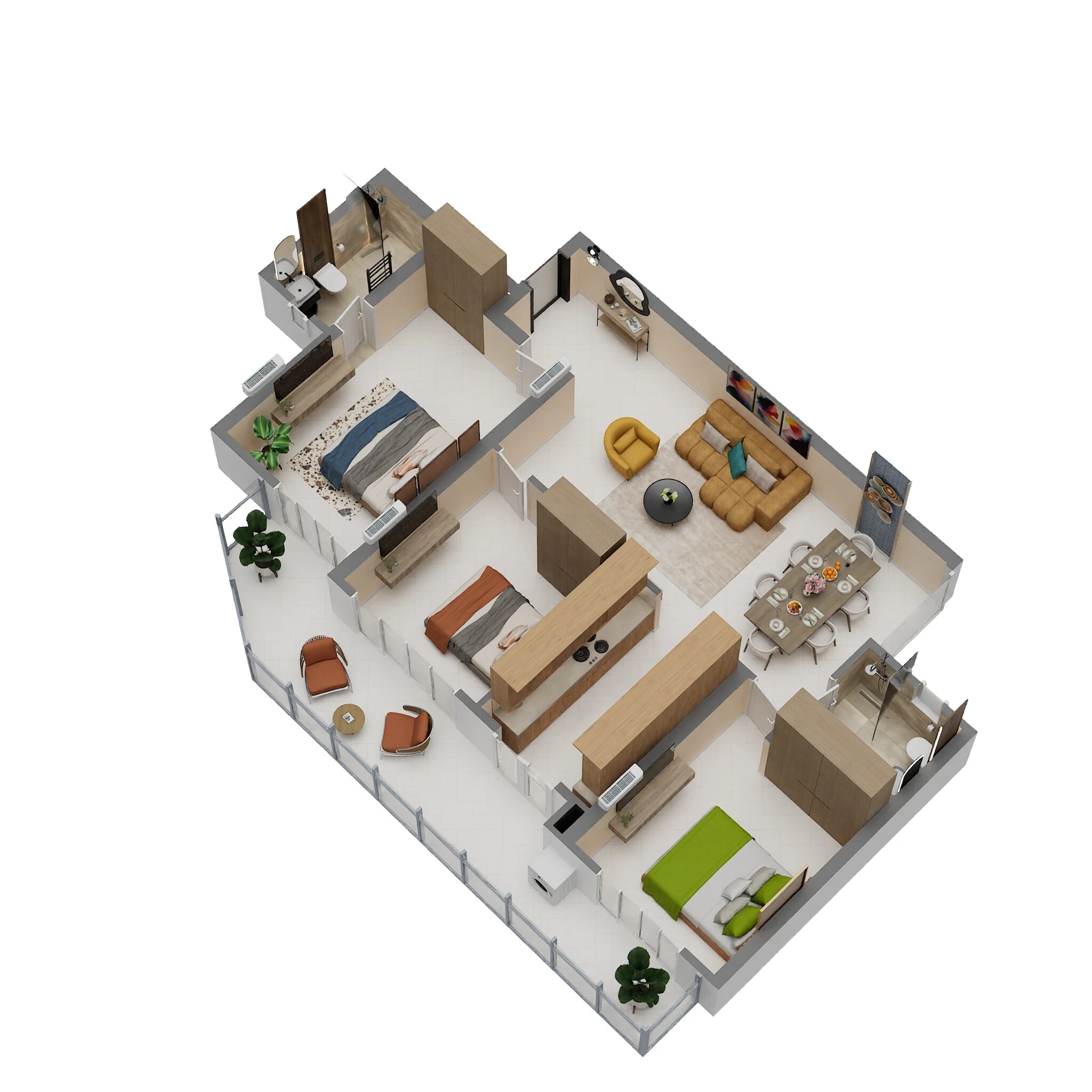 3 BHK 1640 Sq. Ft. Apartment