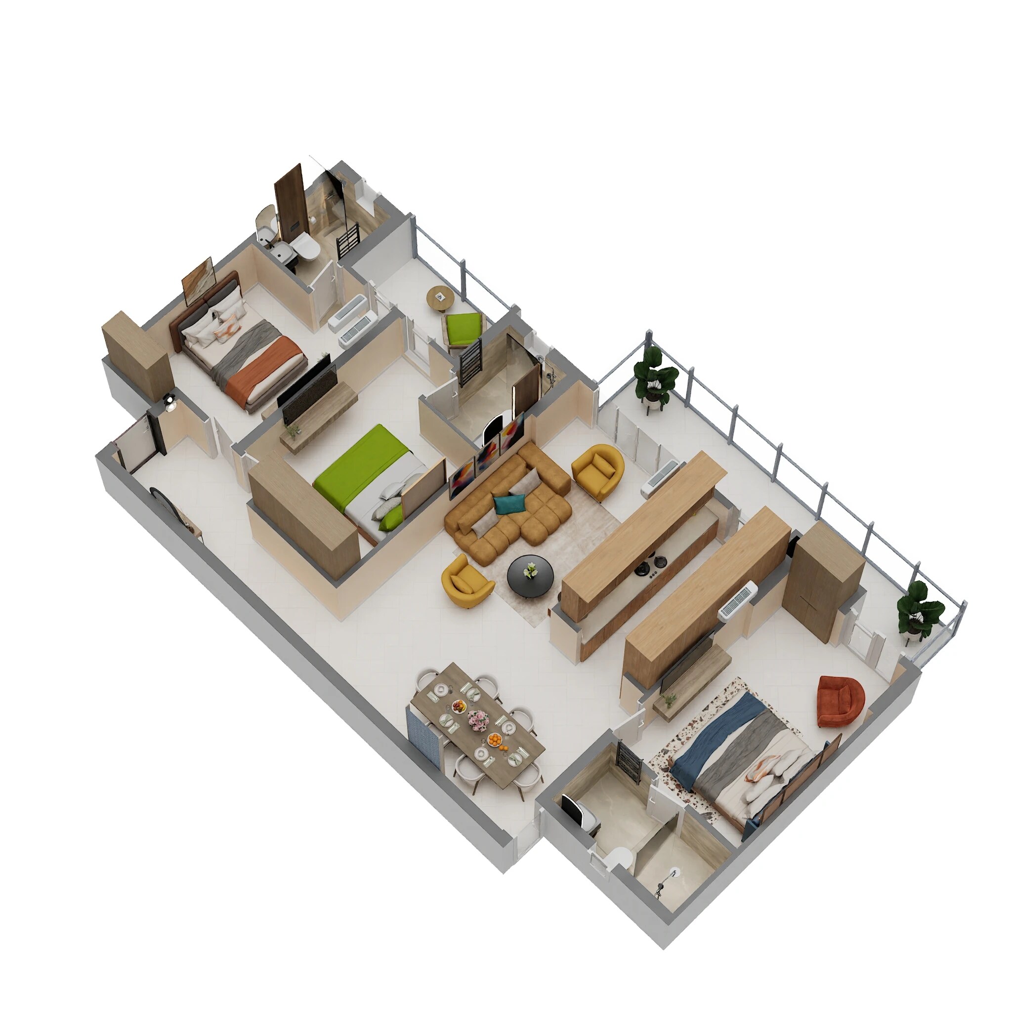 Floor plan of 3 BHK 2085 Sq. Ft. Apartment in T And T Atlas, Ghaziabad