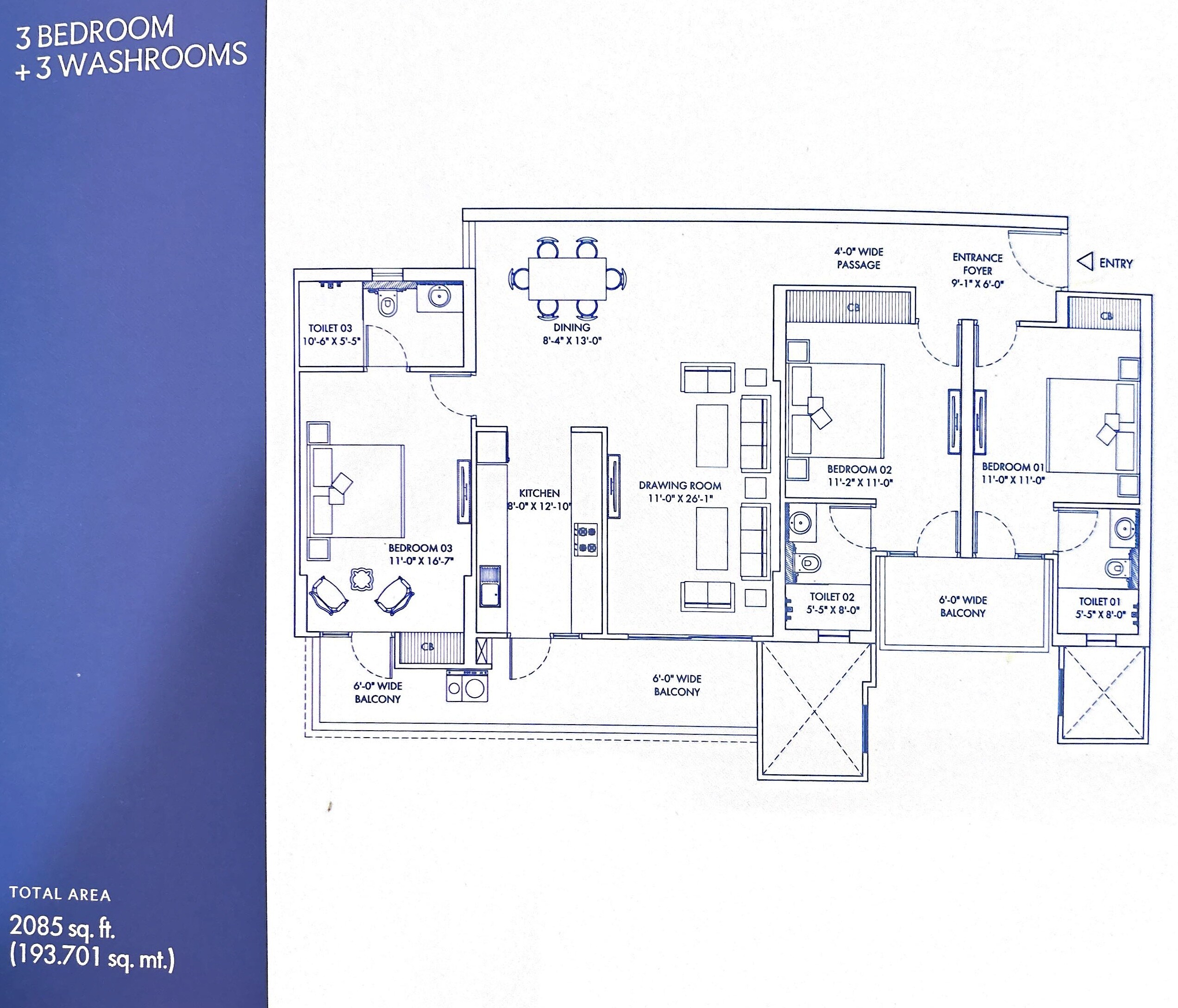 3 BHK 2085 Sq. Ft. Apartment