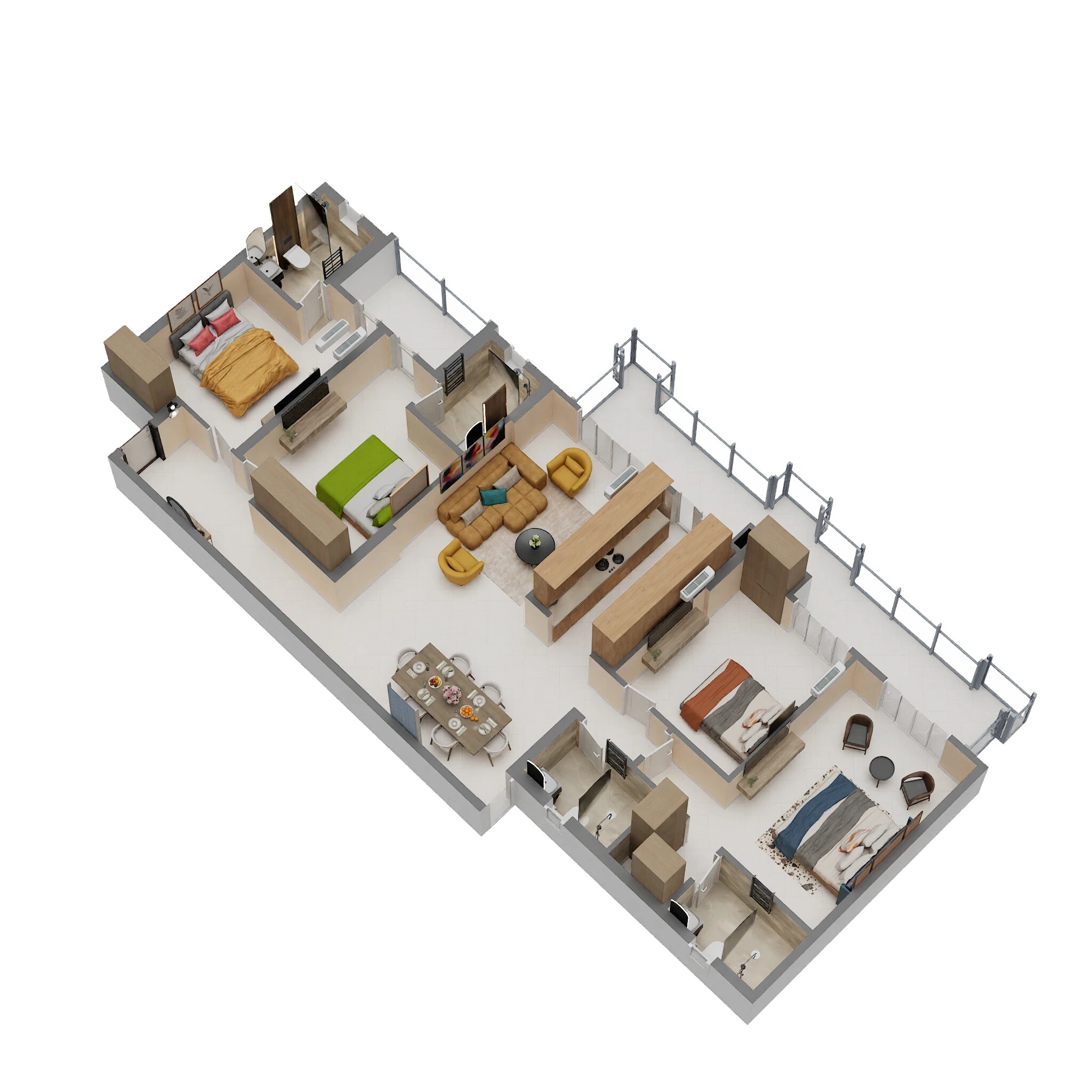 Floor plan of 4 BHK 2540 Sq. Ft. Apartment in T And T Atlas, Ghaziabad