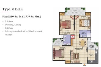 3 BHK Apartment For Rent in Techman Moti Residency Raj Nagar Extension Ghaziabad  7642924