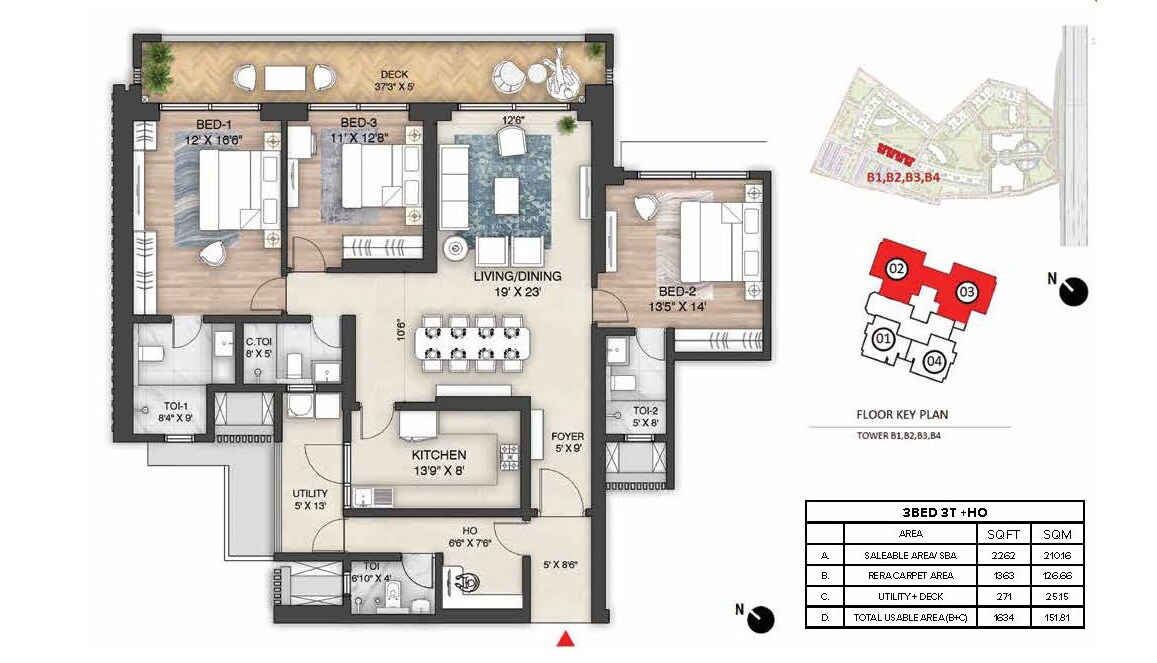Other, the-prestige-city 3 Bedroom 2262 Sq.Ft. Apartment In Indrapuram Ghaziabad 9720375