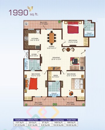  3 BHK Apartment at Uninav Bliss, Raj Nagar Extension – for Sale