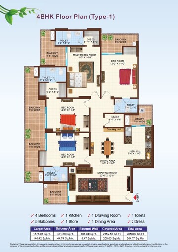  4 BHK Apartment at Uninav Residena, Raj Nagar Extension – for Sale