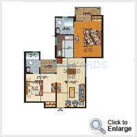 Floor plan of 2 BHK 890 Sq. Ft. Apartment in Value Infra Meadows Vista2, Ghaziabad