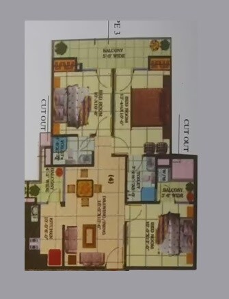Floor plan of 2 BHK 980 Sq. Ft. Apartment in Varun Heights, Ghaziabad