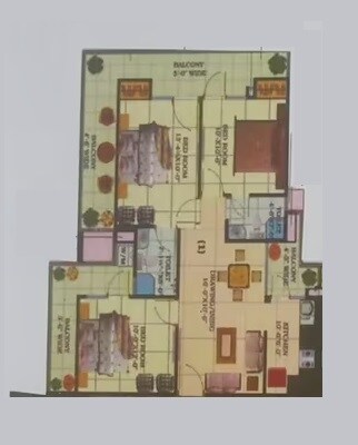 Floor plan of 3 BHK 1495 Sq. Ft. Apartment in Varun Heights, Ghaziabad